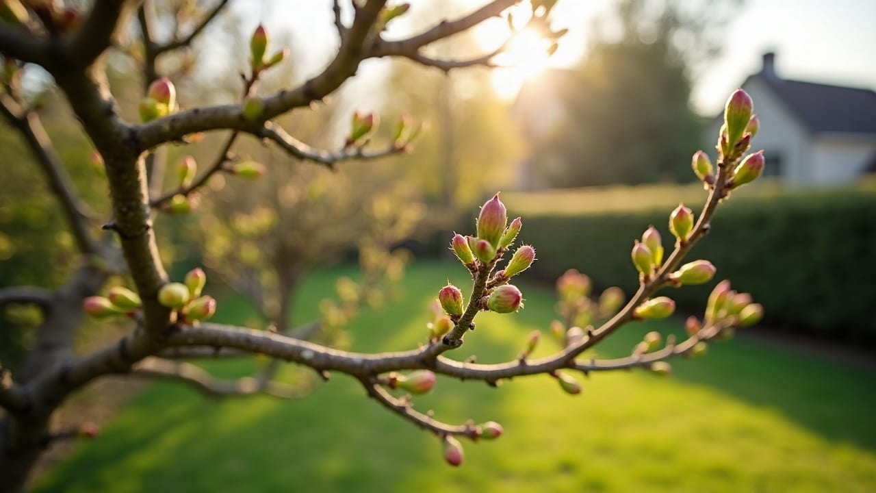 Branches d'un fruitier taillées pour dégager la lumière au cœur de la couronne